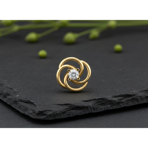 Pendientes de Diamantes en Oro Amarillo para Mujer, Corte Brillante Redondo, Diseño Clásico, Uso Diario, Regalo de Boda para Ella, Personalizables - Product Image 1