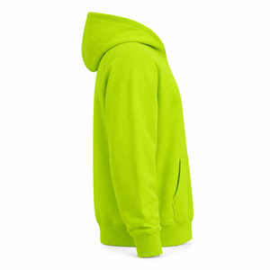 Sweat à capuche unisexe premium en molleton de coton épais, coupe oversize, sans cordon, avec poche kangourou, couleur vert lime néon, style streetwear, personnalisable - Product Image 5