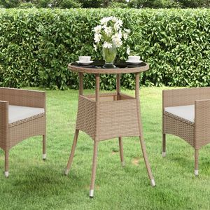 Tavolo da giardino Beige in Rattan e vetro temperato Ø23.6 "x29.5"-eleganti mobili da esterno - Product Image 1