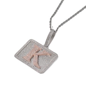 Colgante Rectangular con Letra Grabada Personalizable (1-8 Letras) Joyería Hip Hop - Product Image 2