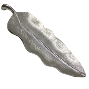 Bandeja de Metal Niquelado Dorado y Plateado Brillante con Forma de Hoja Única para Cocina y Hogar, Plato para Frutas para Bodas y Eventos - Product Image 1