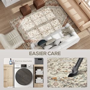 Tappeto Lavabile in Lavatrice 5x7 Antiscivolo con Stampa Floreale Classica, Colore Marrone Misto per Soggiorno e Camera da Letto - Product Image 5