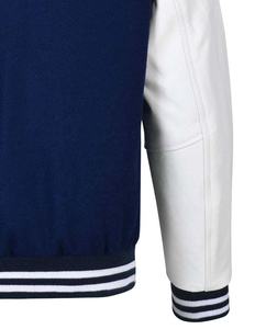 Blouson universitaire personnalisé OEM pour homme, en laine, grande taille, col mandarin, manches en cuir, respirant, vente en gros, vêtements vierges - Product Image 5