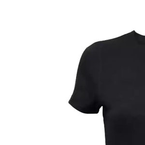 T-shirt à manches courtes col rond noir pour femme, 100 % coton jersey, coupe classique, couleur unie, respirant, à porter toute l'année - Product Image 2