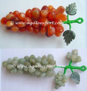 Quartz Rose fait à la main et mousse Agate pierre raisins Style Feng Shui sculpté décoratif mascotte technique de gravure - Product Image 6