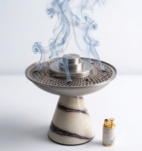 Brûleur d'encens en métal avec base en marbre nordique, Mabkhara arabe, encensoir à charbon d'oud et bakhoor, support de parfum de table, OEM Direct - Product Image 3