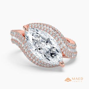 Marquise Halo <b>Ring</b> for Women Rose Gold Plated Luxury Engagement Wedding Anniversary Gift Jewelry Elegant Daily Wear - Product Image 1
