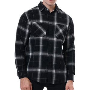 Chemise en flanelle pour homme fabriquée au Pakistan, avec fermeture boutonnée, coupe classique, manches longues, style décontracté, à carreaux. - Product Image 5
