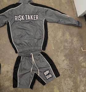 Custom Streetwear <b>Men's</b> Nylon Windbreaker <b>Jacket</b> and Shorts Set Zip Up Water Resistant Two Piece Tracksuit - Product Image 6