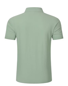 Men's Solid Green Short Sleeve for Shirt Chest Pocket Casual Polyester/Cotton Blend Jersey Fabric 180g Breathable Regular Fit - Product Image 3