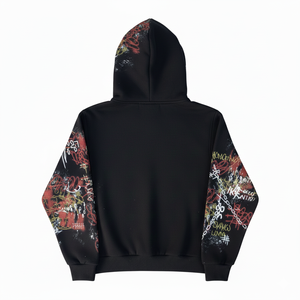 Sweat-shirt à capuche oversize pour homme, en molleton 100% coton, noir, style streetwear, avec motifs graphiques personnalisés, idéal pour l'hiver - Product Image 6
