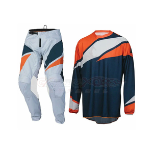 CarbonxO Apparel Motocross Jersey Men's Long Sleeve Navy Orange White Sublimation Print Breathable Outdoor Racing Gear - Product Image 3
