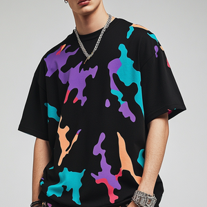 T-shirt surdimensionné à col en V pour homme, motif uni, couleur personnalisée, respirant, écologique, anti-UV, 100% coton, streetwear - Product Image 5