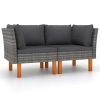 2 Stück Corner Garden Sofas Poly Rattan und massives Eukalyptus holz Langlebige und stilvolle Outdoor-Eck sitze