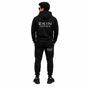 Men's Premium Fleece Hoodie and Jogger Tracksuit Set Custom Black Pullover Hoodie and Sweatpants Set Men's Cotton Blend Hooded - Product Image 4