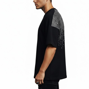 เสื้อผ้าผู้ชายดีไซน์ยอดนิยม ตกแต่งด้วยคริสตัล ผ้าฝ้ายถัก 100% ระบายอากาศได้ดี กันยับ เป็นมิตรกับสิ่งแวดล้อม สไตล์วินเทจ เนื้อผ้าหนา คุณภาพสูง - Product Image 5
