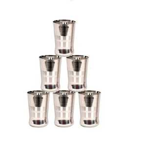 Calentadores de comida premium y cazuelas de acero inoxidable, vasos de metal, tazas para beber con diseño lineal, vasos de agua de acero tradicional. - Product Image 1
