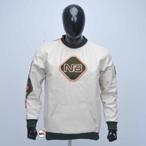 เสื้อแจ็คเก็ตบอมเบอร์ PU สีขาวสำหรับผู้ชาย คอปกแบบคอกลม ปักโลโก้ N8 ดีไซน์ลำลองสำหรับฤดูใบไม้ร่วงและฤดูใบไม้ผลิ กันน้ำ ระบายอากาศได้ดี - Product Image 1