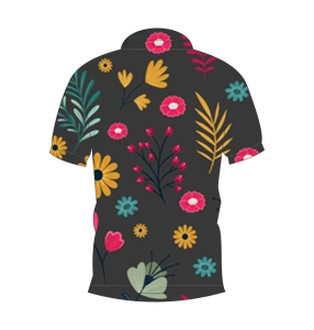 Polo con estampado floral negro carbón para hombre, camisa de golf informal de manga corta para verano - Product Image 5