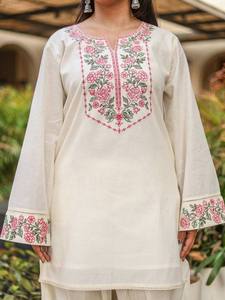 Beautiful Pure Khadi Cottan With Embroidery Work with fency Lace Border 2pc <b>TOP</b>-PANT Set - Product Image 3