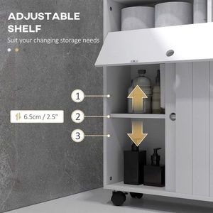 Mobiletto da Bagno Ecologico Bianco Salvaspazio in MDF PVC e Metallo per Soggiorno e Hotel - Product Image 6