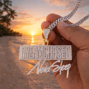 Collar con Colgante de Plata de Ley 925 con Letra Personalizada y Moissanita, Estilo Hip Hop de Lujo para Fiesta - Product Image 3