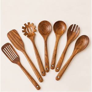 Classic Natural Wood <b>Kitchen</b> <b>Utensils</b> Set Non-Stick Eco-Friendly <b>Wooden</b> Cooking Spoons And Spatula For Home Restaurant On Sale - Product Image 6