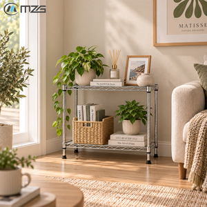 Étagère de rangement à 2 niveaux MZG 220 lbs, unité de rayonnage métallique modulaire moderne, organisateur de rangement sur pied pour salon - Product Image 2