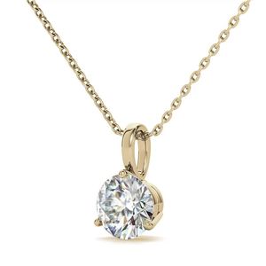 Colgante Clásico de Oro Sólido de 18k/22k/24k con Diamante Cultivado en Laboratorio, Corte Brillante Redondo, Engaste de 3 Puntas - Product Image 4