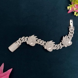 Indian Supplier Moissanite Diamond Iced Out Cuban <b>Chain</b> Bracelet For Men Women Hip Hop Party Fashion Jewelry Available For Sale - Product Image 2