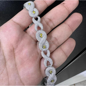 Sparkling <b>Infinity</b> Symbol Moissanite <b>Bracelet</b> With Yellow Stones And Hip Hop Bling Jewelry for men & women - Product Image 1