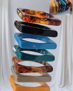 Colorful Resin Bangle Bracelet Set Glossy Round Smooth Fashion <b>Jewelry</b> - Product Image 3