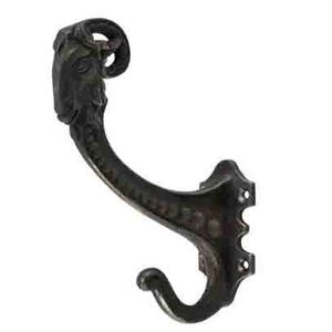 Gancho de metal para pared Iron Catyed, resistente, de hierro fundido negro, diseño de doble gancho, Ulysses, gancho doble de hierro fundido - Product Image 1