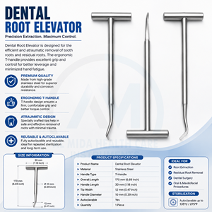 Elevadores Dentales Al Mida Healthcare para Extracción de Dientes, Acero Inoxidable, Manuales, Certificación CE Clase II, Agarre Fácil, Larga Duración - Product Image 6
