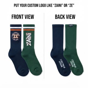 Premium Cotton Blend Ribbed Crew <b>Socks</b> 200 GSM Navy Green Solid <b>Compression</b> <b>Socks</b> Custom Embroidered Logo Team Sports - Product Image 1