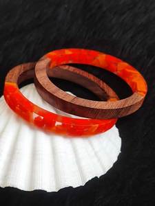 Geometric Resin Wood Bangle Chunky <b>Stack</b> Daily Wear Party Festive Retro Fashion Vintage Lucite Cuff Acetate Statement <b>Bracelet</b> - Product Image 3