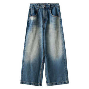 Jeans baggy unisexes délavés à l'acide, style streetwear, broderie personnalisée, décontractés, de haute qualité, coupe ample, effet usé, pour hommes - Product Image 1