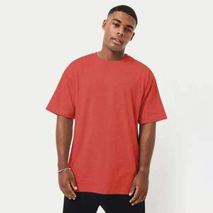 Men's <b>Oversized</b> <b>Red</b> Cotton T-<b>Shirt</b> Short Sleeve O-Neck Casual Solid Color Jersey Knit Fit - Product Image 1