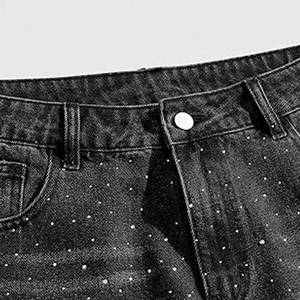 Wholesale Custom Regular Fit Casual <b>Denim</b> Short For <b>Men</b> New Style Custom Made Solid Color <b>Men</b> <b>Denim</b> rhinestone Shorts For Sale - Product Image 4