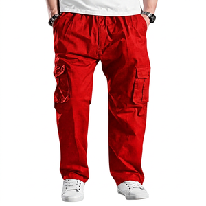 Men's <b>Summer</b> Spring Casual Sports Workout Woolen <b>Trousers</b> 100% Cotton Breathable Mid Plain Dyed Straight Multi-Pocket Cargo - Product Image 6