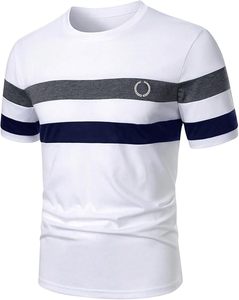 T-shirts à manches courtes pour hommes, à blocs de couleurs, décontractés, col rond, tendance été - Product Image 4