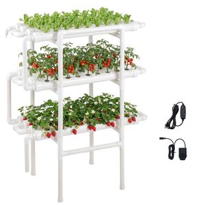 Kit di Coltivazione Idroponica a 3 Livelli con 108 Postazioni, Tubi in UPVC e Irrigazione Temporizzata per Giardini - Product Image 1