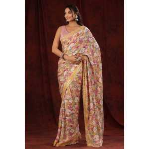 Superbe design floral imprimé numérique Saree Tenue de soirée élégante - Product Image 3