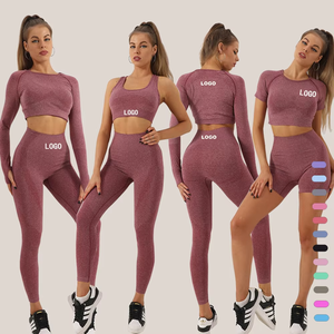 Conjunto de Yoga de 2 Piezas sin Costuras para Mujer, Diseño a Cuadros, Cuello Redondo, Leggings de Cintura Alta, Cintura Elástica con Tirantes No Convertibles - Product Image 6