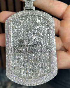 Colgante de Moissanita VVS1 Esmeralda y Redonda, Plata de Ley 925, Estilo Hip Hop, Colgante con Letra Inicial del Nombre, Estilo Iced Out - Product Image 1