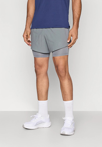 Men's Gray Double <b>Layer</b> Canvas Polyester/Cotton Running Shorts Inner Compression Quick Dry Sporty Style Drawstring Waist <b>Mid</b> - Product Image 5
