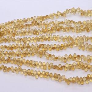 ลูกปัดซิทรินทรงหยดน้ำเจียระไนธรรมชาติ ขนาด 4x6-5x7 มม. ลูกปัดซิทรินทรงหยดน้ำ ความยาว 16 นิ้ว ลูกปัดพลอยสำหรับทำเครื่องประดับ จำนวนมาก - Product Image 2