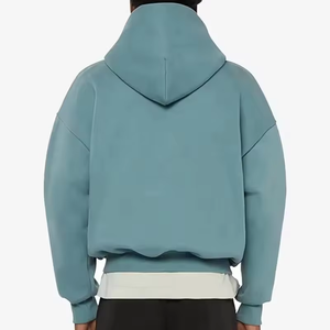 Sudaderas con capucha para hombre con cremallera, hombros caídos, felpa francesa, doble peso pesado 400gsm, cremallera metálica doble, sudaderas con capucha lisas para hombre - Product Image 2