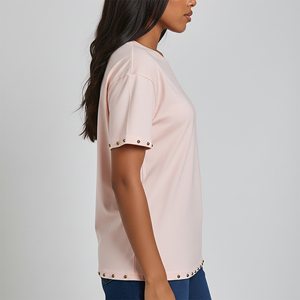 Camiseta de Verano de Corte Regular a Precio de Mayoreo, 100% Algodón, Cuello Redondo, Apliques, Ropa de Gimnasio, Camiseta Hip Hop, Colores Personalizados - Product Image 2