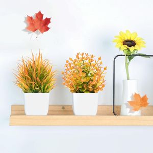 Lot de 2 petites plantes artificielles en pot, décoration de table d'automne pour bureau et maison, plantes artificielles pour intérieur et extérieur - Product Image 5